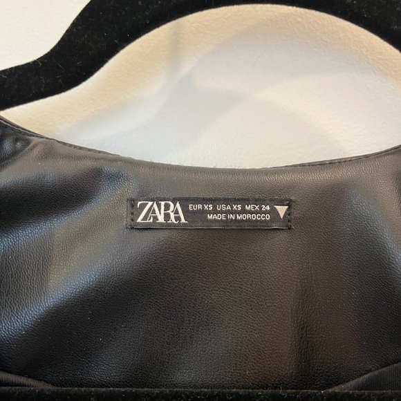 Zara Faux Leather V-Neck Long Sleeve Wrap Front Mini Dress - Picture 2 of 3